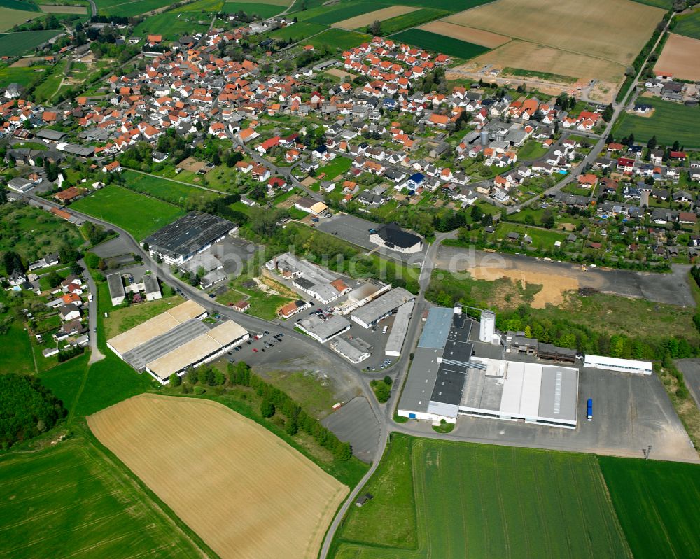 Luftbild Queckborn - Stadtgebiet inmitten der Landwirtschaft in Queckborn im Bundesland Hessen, Deutschland