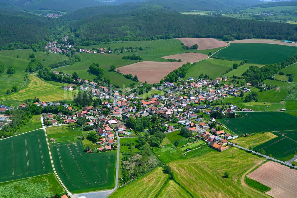 Luftbild Rosa - Stadtgebiet inmitten der Landwirtschaft in Rosa im Bundesland Thüringen, Deutschland