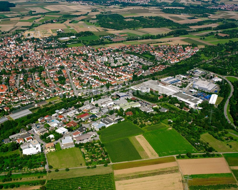 Luftbild Schwaikheim - Stadtgebiet inmitten der Landwirtschaft in Schwaikheim im Bundesland Baden-Württemberg, Deutschland