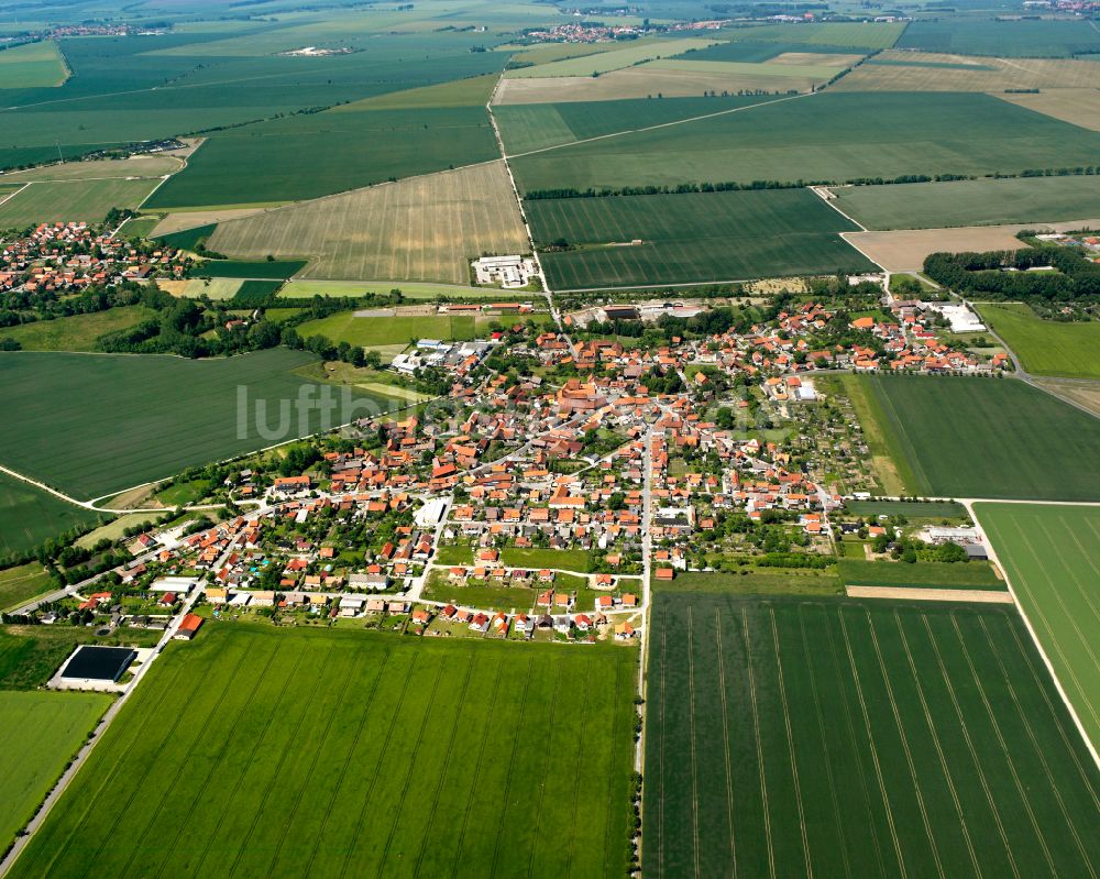 Silstedt von oben - Stadtgebiet inmitten der Landwirtschaft in Silstedt im Bundesland Sachsen-Anhalt, Deutschland