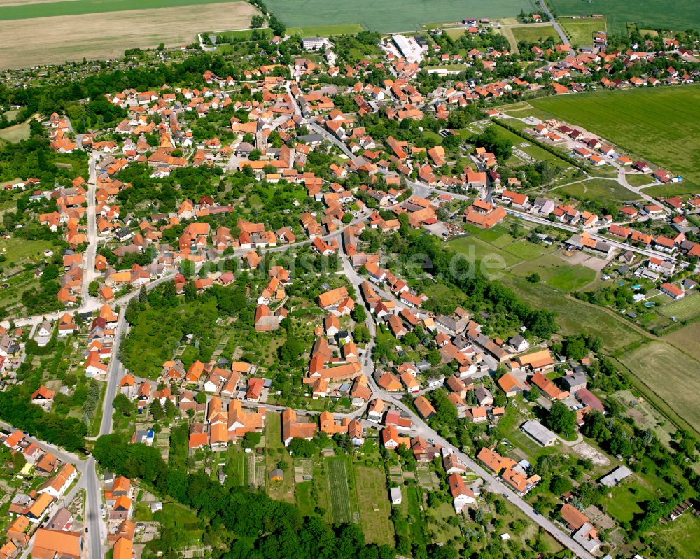 Luftaufnahme Veckenstedt - Stadtgebiet inmitten der Landwirtschaft in Veckenstedt im Bundesland Sachsen-Anhalt, Deutschland