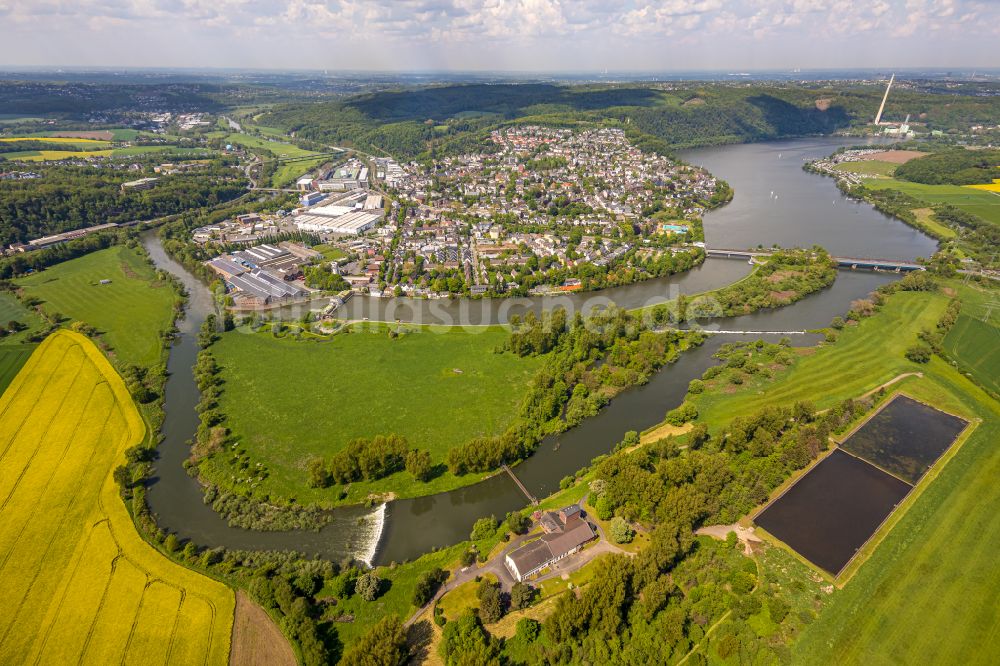 Luftaufnahme Volmarstein - Stadtgebiet inmitten der Landwirtschaft in Volmarstein im Bundesland Nordrhein-Westfalen, Deutschland