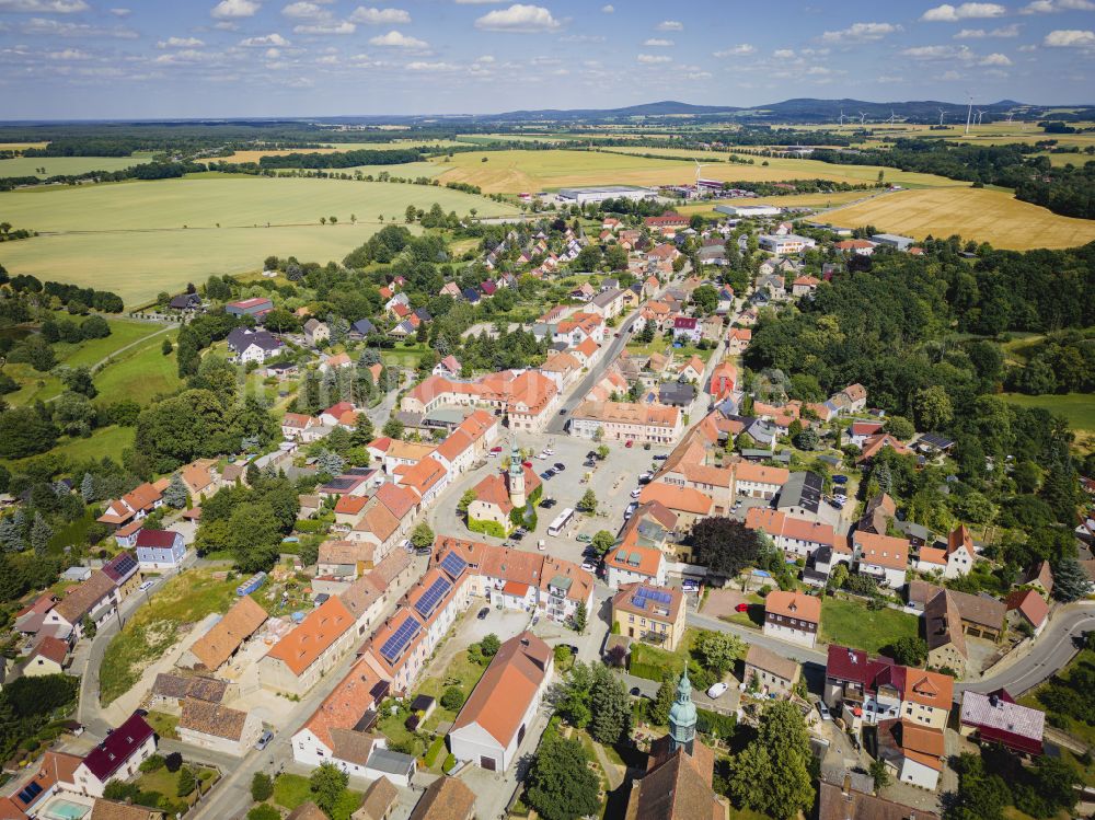 Luftaufnahme Weißenberg - Stadtgebiet inmitten der Landwirtschaft in Weißenberg im Bundesland Sachsen, Deutschland