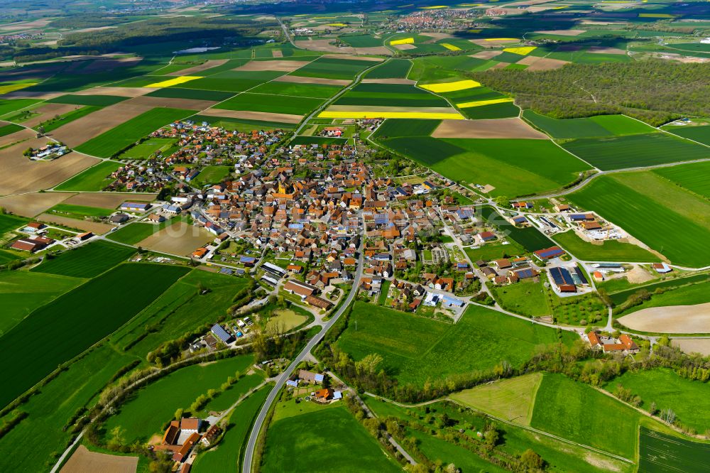 Luftbild Willanzheim - Stadtgebiet inmitten der Landwirtschaft in Willanzheim im Bundesland Bayern, Deutschland