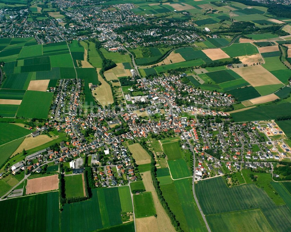 Luftbild Würges - Stadtgebiet inmitten der Landwirtschaft in Würges im Bundesland Hessen, Deutschland