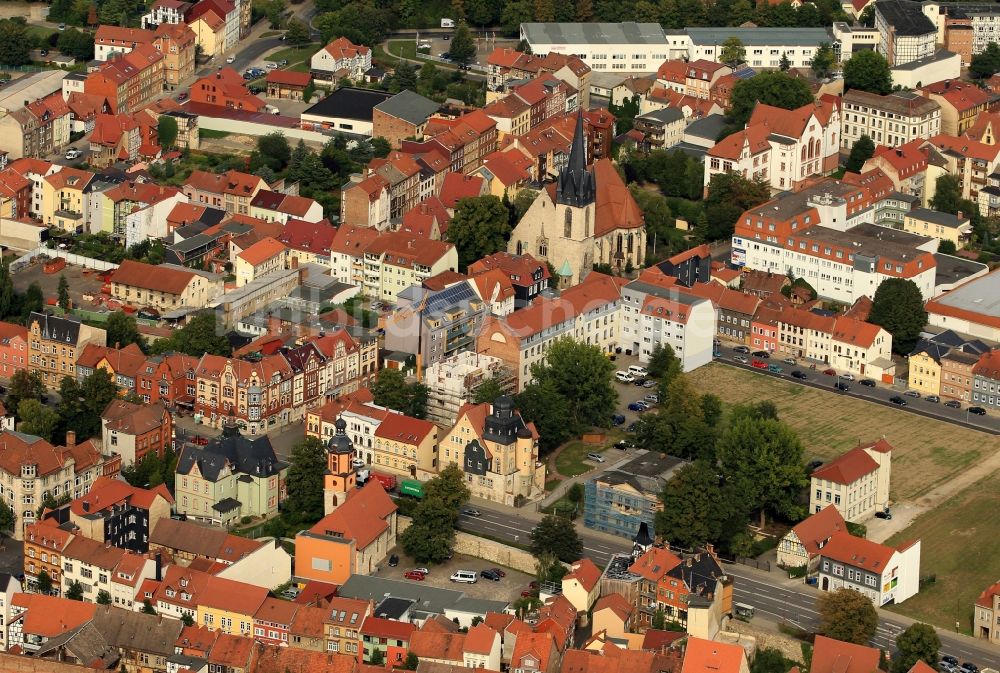 Mühlhausen von oben - Stadtgebiet um den Kiliansgraben, der Karl-Marx-Straße und der Waidstraße in Mühlhausen in Thüringen