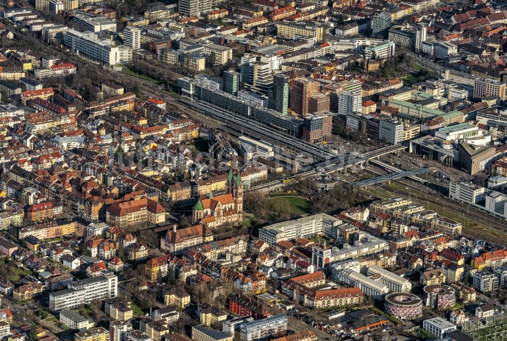 Luftaufnahme Stühlinger - Stadtgebiet im Ortsteil Stühlinger in Freiburg im Bundesland Baden-Württemberg, Deutschland