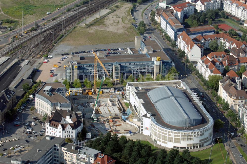 Bielefeld von oben - Stadthalle mit der Baustelle vom Erweiterungsbau in Bielefeld