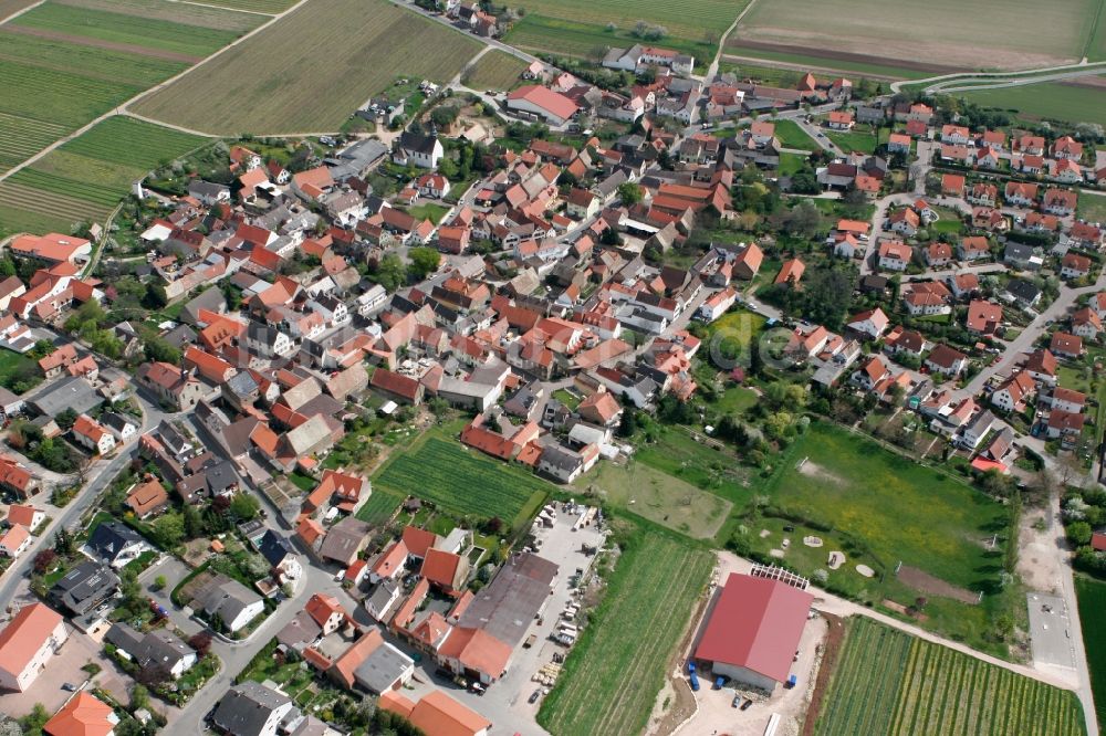 Weinolsheim von oben - Stadtkern von Weinolsheim im Bundesland Rheinland-Pfalz