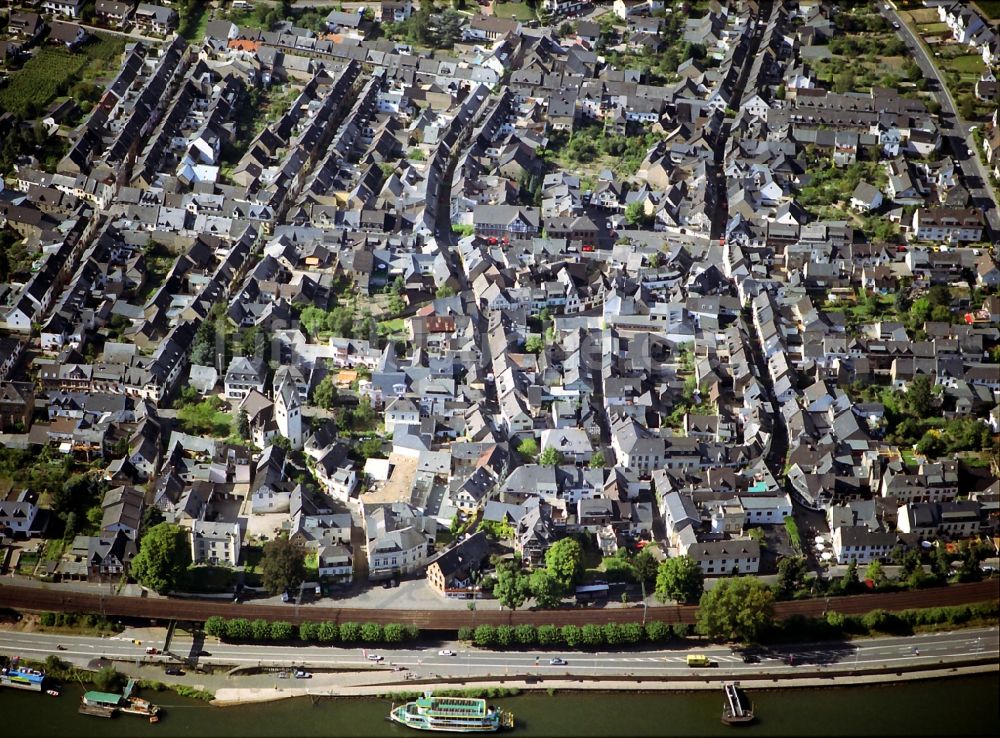 Winningen von oben - Stadtkern von Winningen im Bundesland Rheinland-Pfalz