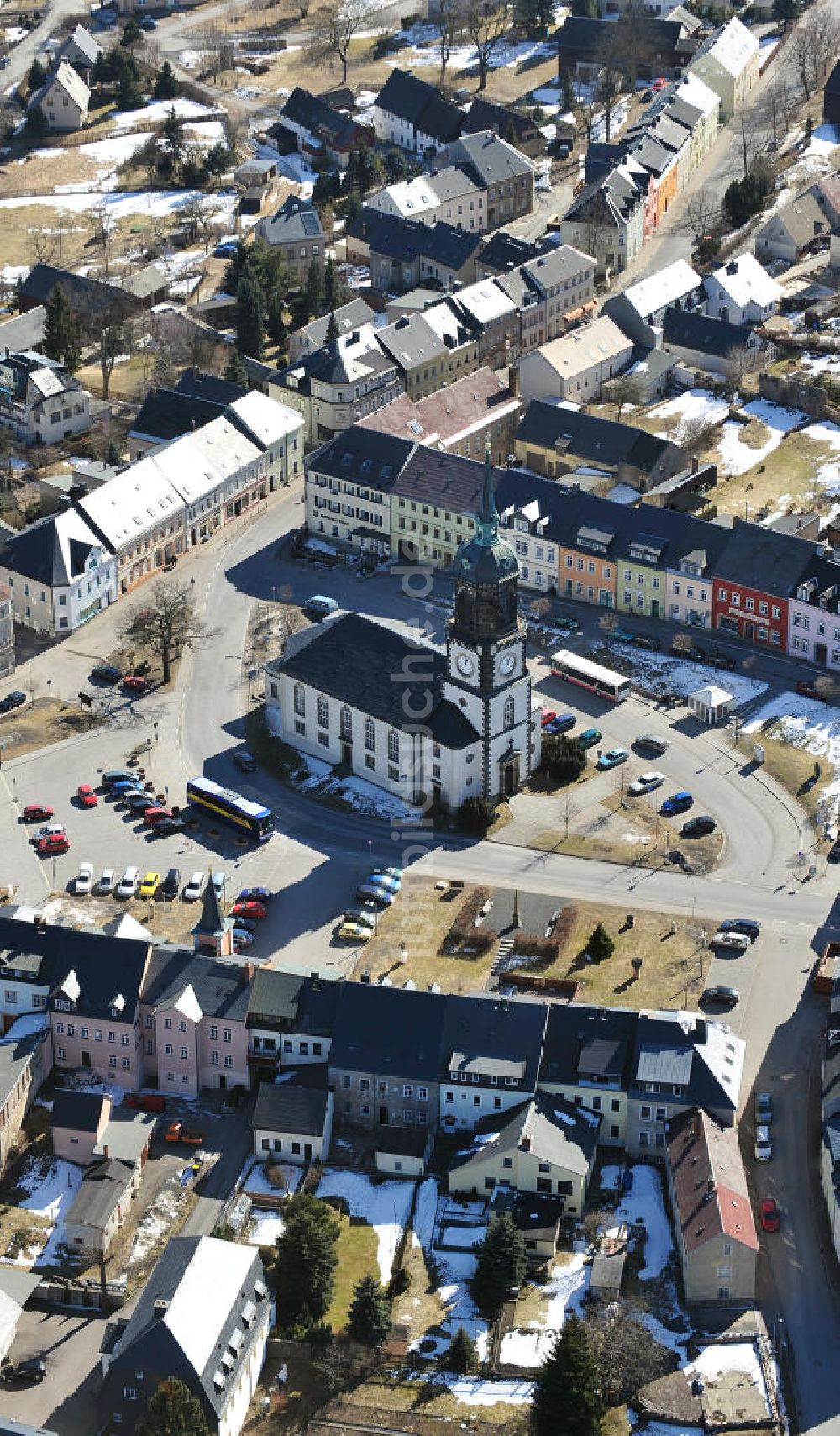 Frauenstein aus der Vogelperspektive: Stadtkirche in Frauenstein