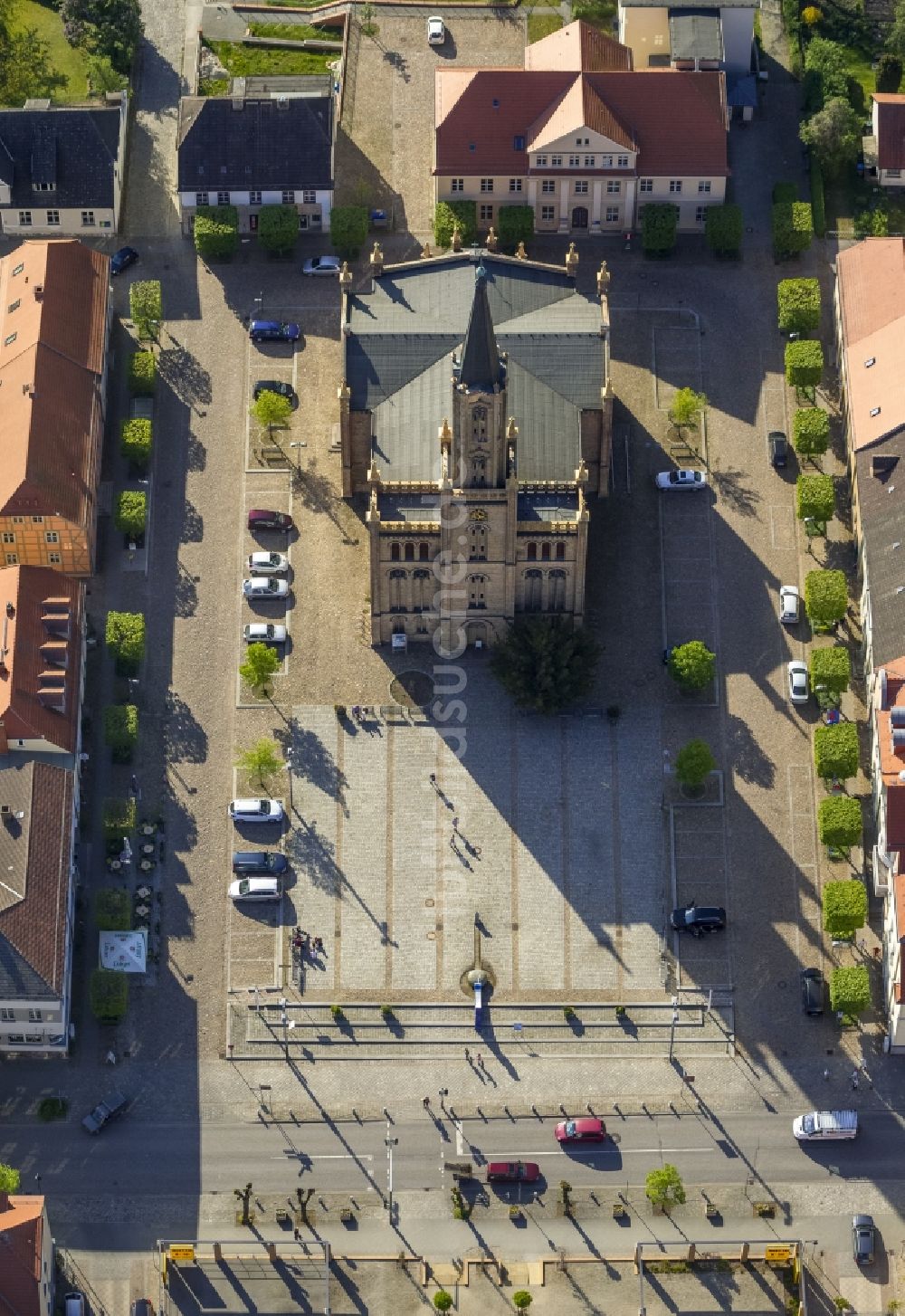 Luftaufnahme Fürstenberg/Havel - Stadtkirche in Fürstenberg/Havel im Bundesland Brandenburg