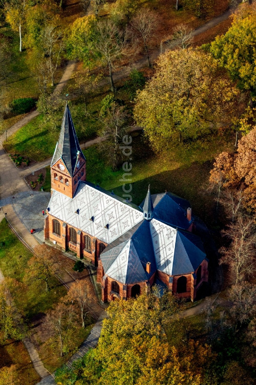 Malchow von oben - Stadtkirche Malchow im Bundesland Mecklenburg-Vorpommern