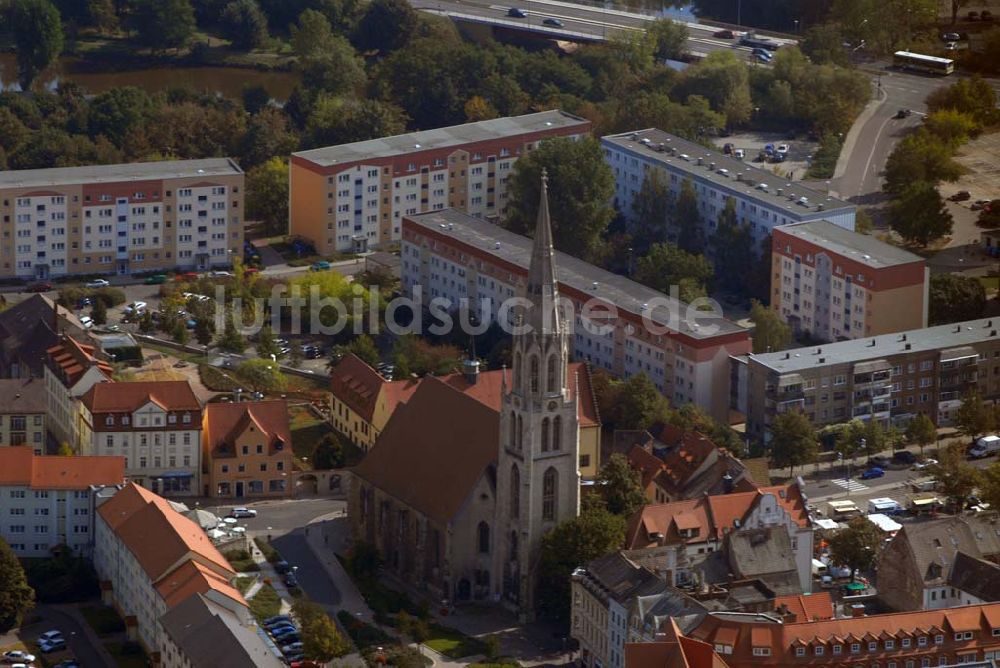 Merseburg von oben - Stadtkirche St. Maximi in Merseburg