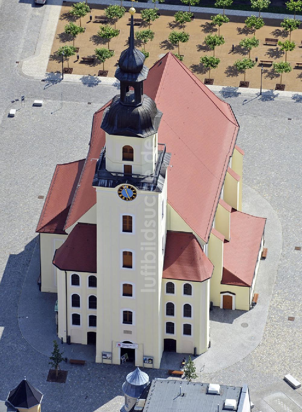 Luftbild Forst - Stadtkirche St. Nikolai Forst