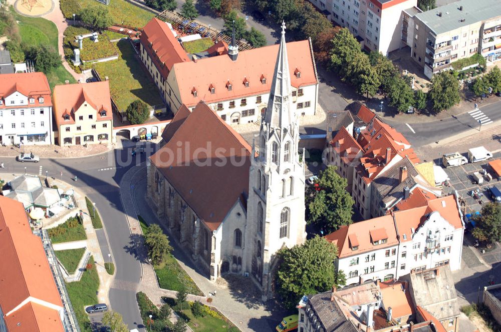 Merseburg von oben - Stadtkirche St.Maximi in Merseburg