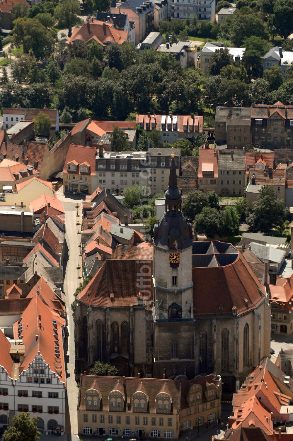 Naumburg an der Saale von oben - Stadtkirche St. Wenzel