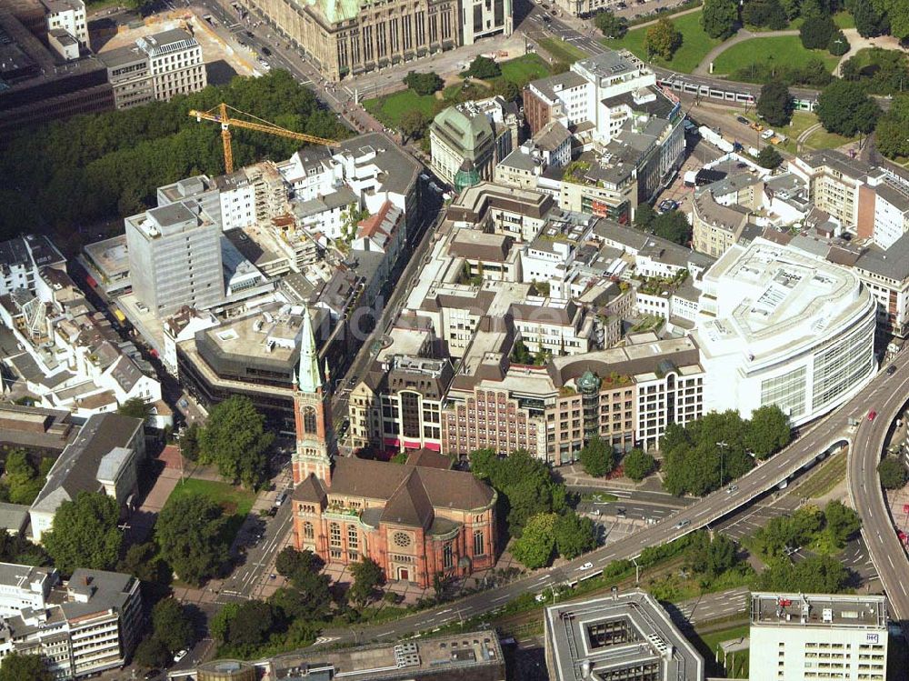 Düsseldorf (NRW) von oben - Stadtmitte und Johanneskirche - Düsseldorf (NRW)