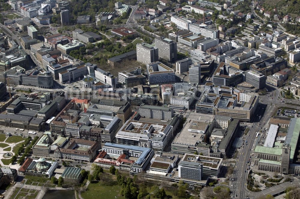 Stuttgart aus der Vogelperspektive: Stadtmitte von Stuttgart im Bundesland Baden-Württemberg