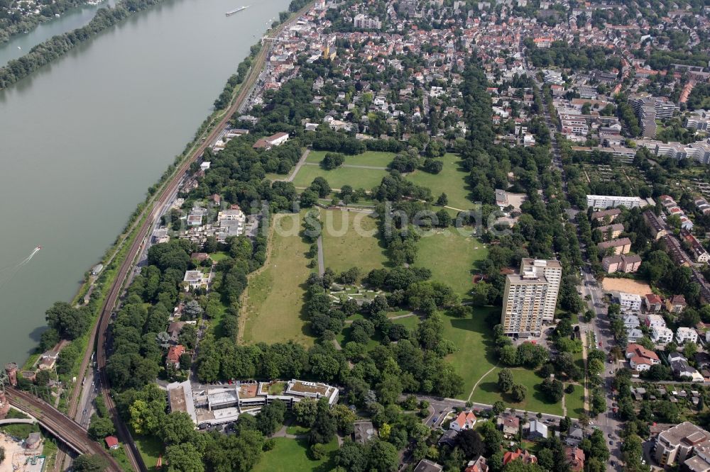 Luftaufnahme Mainz - Stadtpark im Volkspark Rosengarten in der Oberstadt in Mainz Rheinland-Pfalz