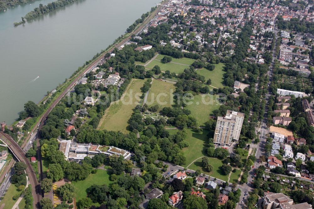 Mainz von oben - Stadtpark im Volkspark Rosengarten in der Oberstadt in Mainz Rheinland-Pfalz