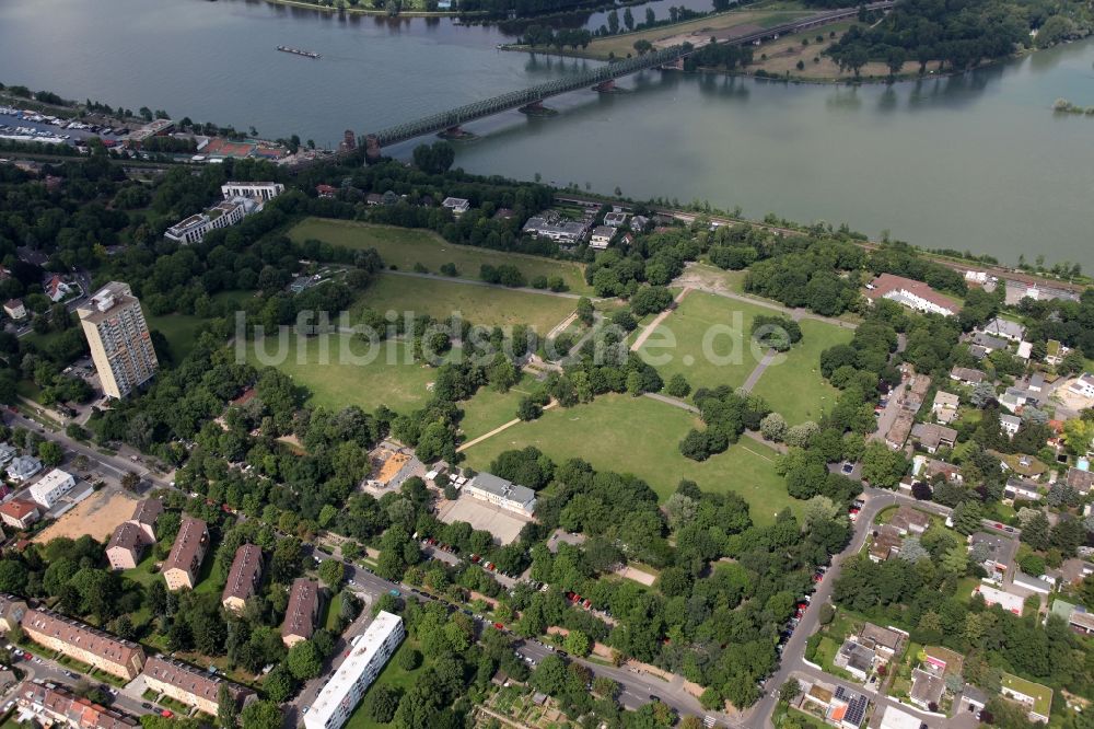 Luftaufnahme Mainz - Stadtpark im Volkspark Rosengarten in der Oberstadt in Mainz Rheinland-Pfalz