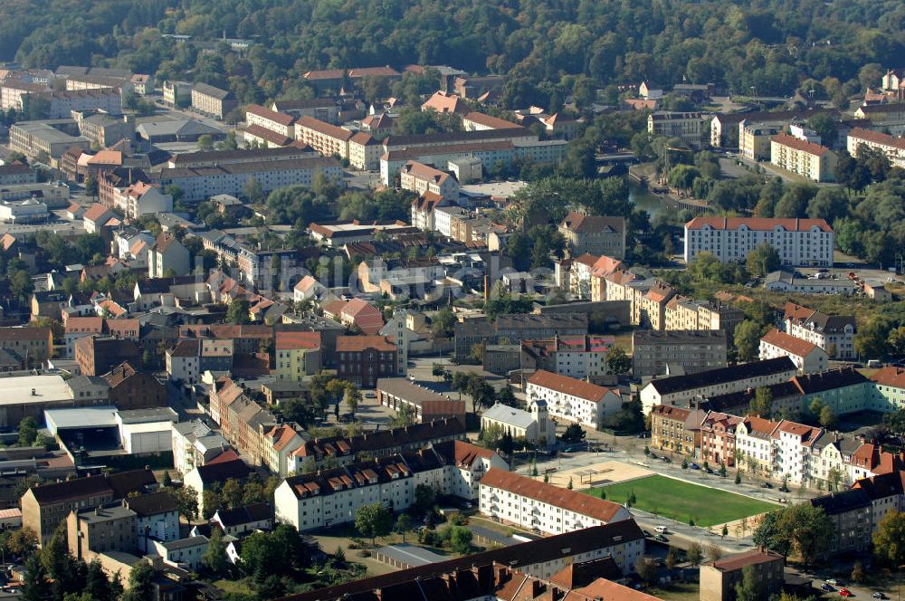 Rathenow von oben - Stadtplatz in der Nördlichen Innenstadt von Rathenow