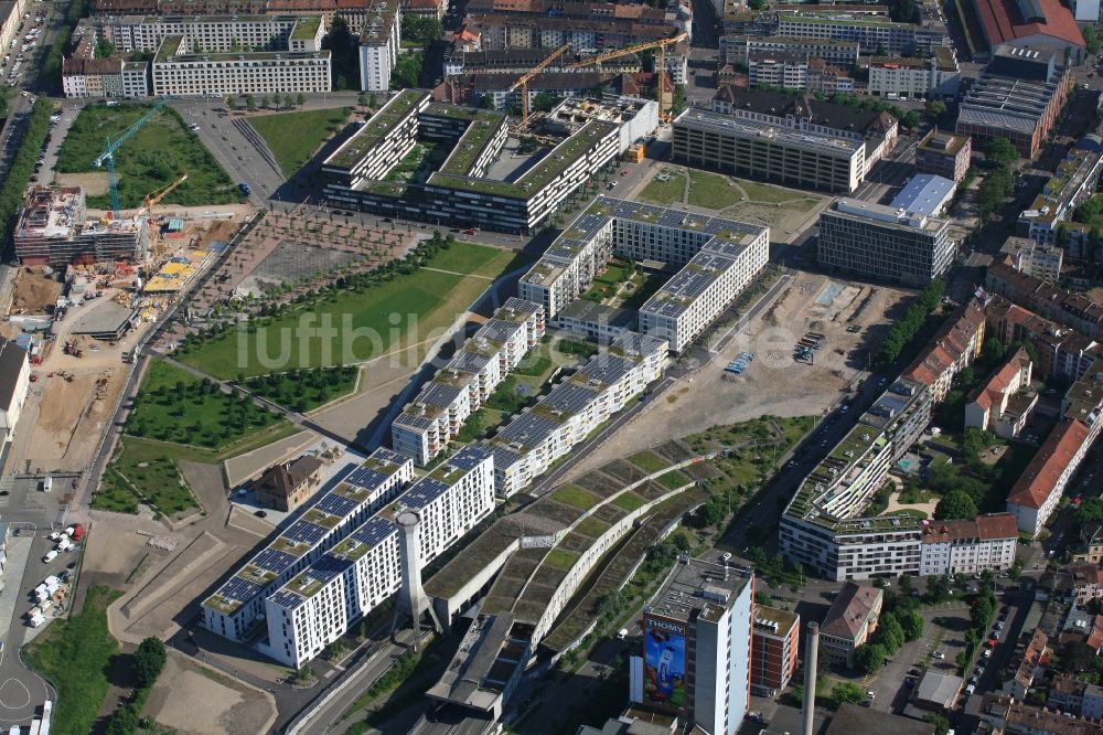 Luftaufnahme Basel - Stadtquartier Erlenmatt in Basel in der Schweiz