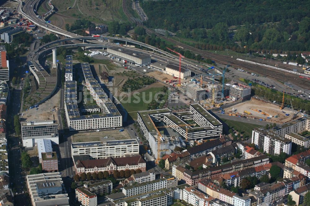 Luftaufnahme Basel - Stadtquartier Erlenmatt in Basel in der Schweiz