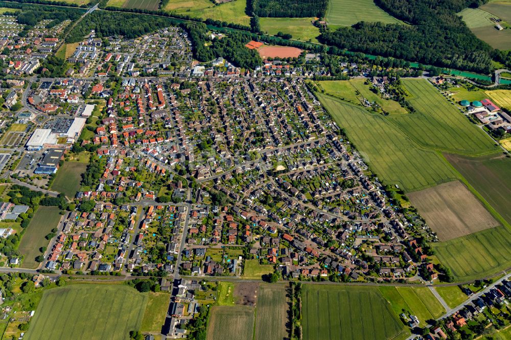 Luftbild Hamm - Stadtrand und Außenbezirks- Wohngebiete an der Fritz-Erler-Straße im Ortsteil Norddinker in Hamm im Bundesland Nordrhein-Westfalen, Deutschland