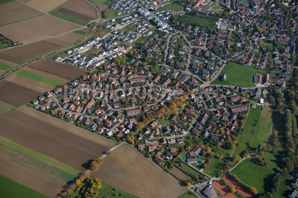 Luftaufnahme Langenau - Stadtrand und Außenbezirks- Wohngebiete in Langenau im Bundesland Baden-Württemberg, Deutschland