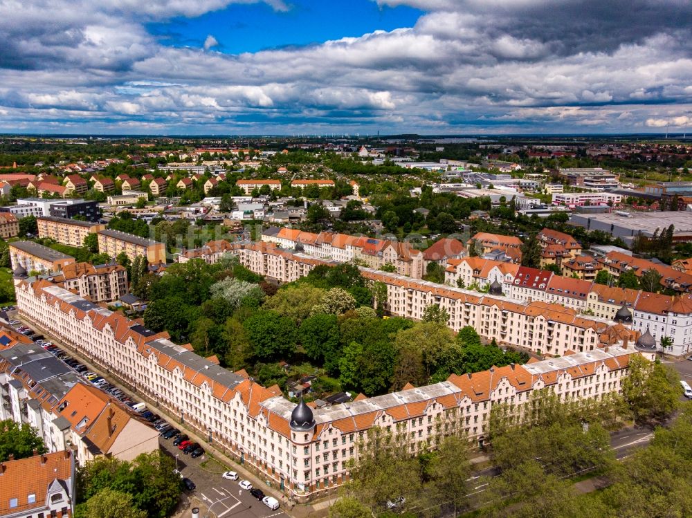 Luftaufnahme Leipzig - Stadtrand und Außenbezirks- Wohngebiete Meyer´sche Häuser in Leipzig im Bundesland Sachsen, Deutschland