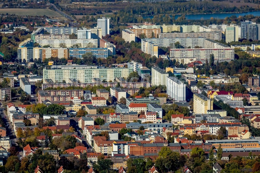 Magdeburg aus der Vogelperspektive: Stadtrand und Außenbezirks- Wohngebiete im Ortsteil Olvenstedt in Magdeburg im Bundesland Sachsen-Anhalt, Deutschland