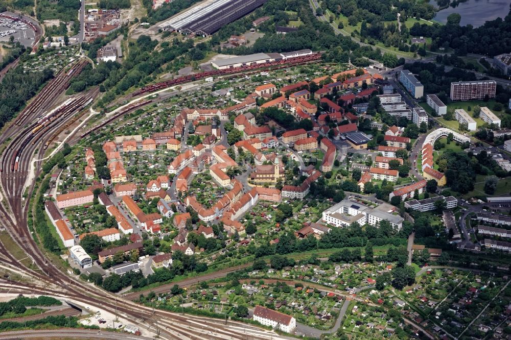 Luftaufnahme Nürnberg - Stadtrand und Außenbezirks- Wohngebiete im Ortsteil Rangierbahnhof-Siedlung in Nürnberg im Bundesland Bayern, Deutschland