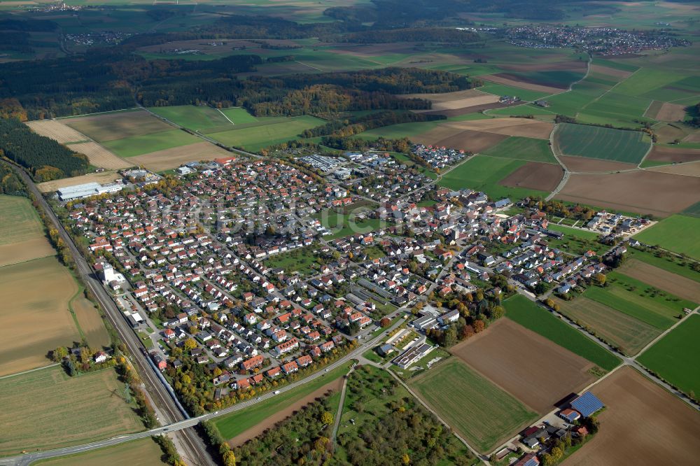 Luftaufnahme Beimerstetten - Stadtrand mit landwirtschaftlichen Feldern in Beimerstetten im Bundesland Baden-Württemberg, Deutschland