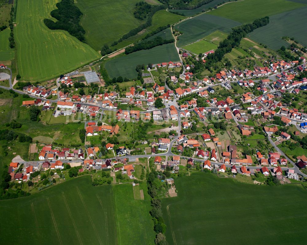 Luftaufnahme Ecklingerode - Stadtrand mit landwirtschaftlichen Feldern in Ecklingerode im Bundesland Thüringen, Deutschland