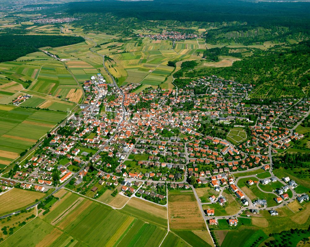 Luftbild Entringen - Stadtrand mit landwirtschaftlichen Feldern in Entringen im Bundesland Baden-Württemberg, Deutschland