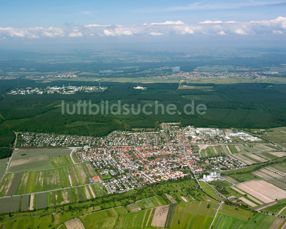 Luftaufnahme Friedrichstal - Stadtrand mit landwirtschaftlichen Feldern in Friedrichstal im Bundesland Baden-Württemberg, Deutschland