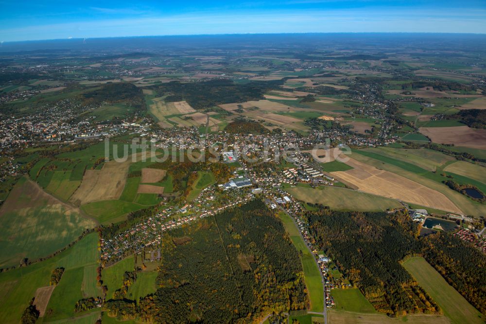 Luftbild Großschönau - Stadtrand mit landwirtschaftlichen Feldern in Großschönau im Bundesland Sachsen, Deutschland