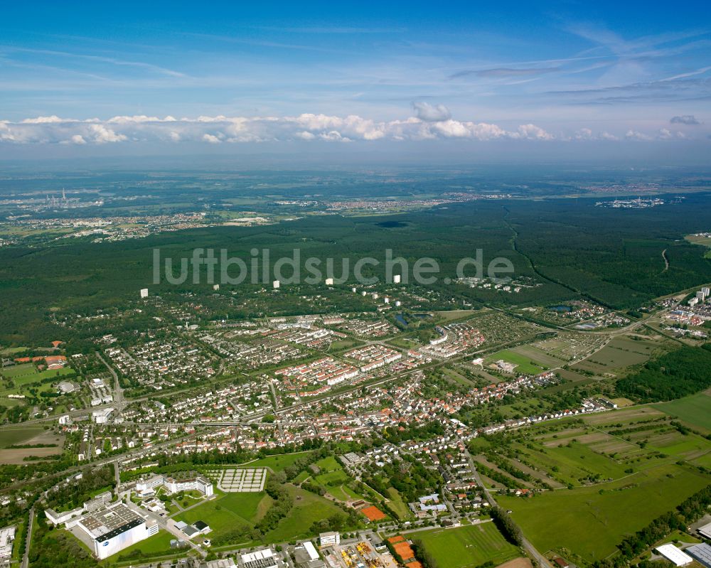 Luftaufnahme Hagsfeld - Stadtrand mit landwirtschaftlichen Feldern in Hagsfeld im Bundesland Baden-Württemberg, Deutschland