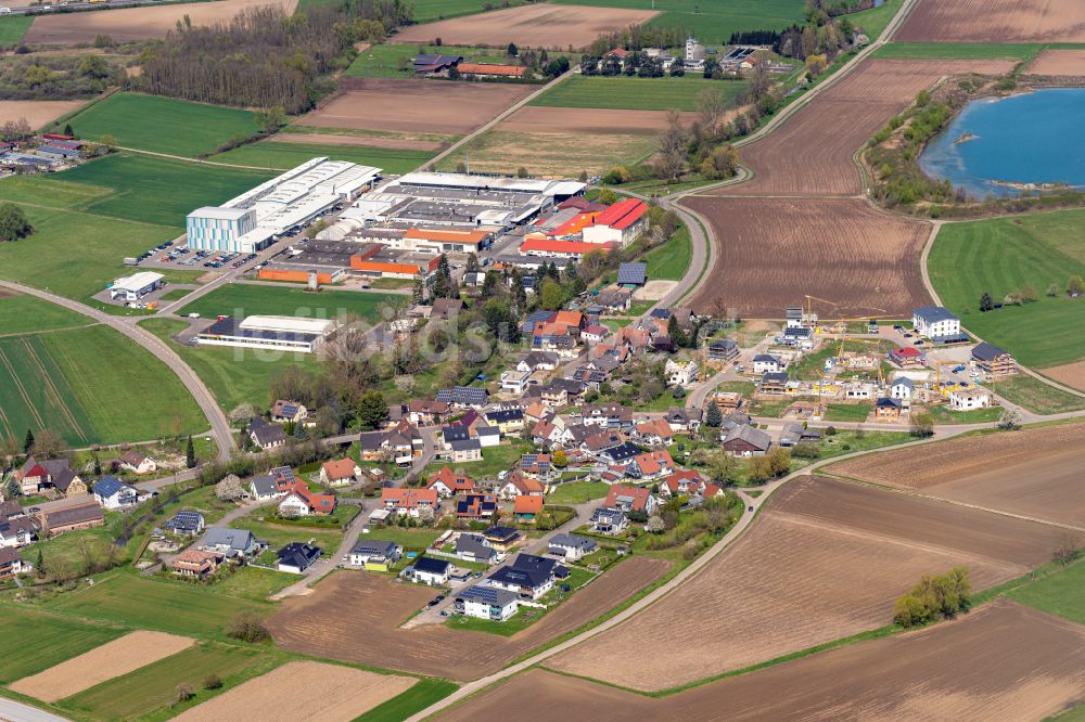 Luftaufnahme Schuttern - Stadtrand mit landwirtschaftlichen Feldern in Schuttern im Bundesland Baden-Württemberg, Deutschland