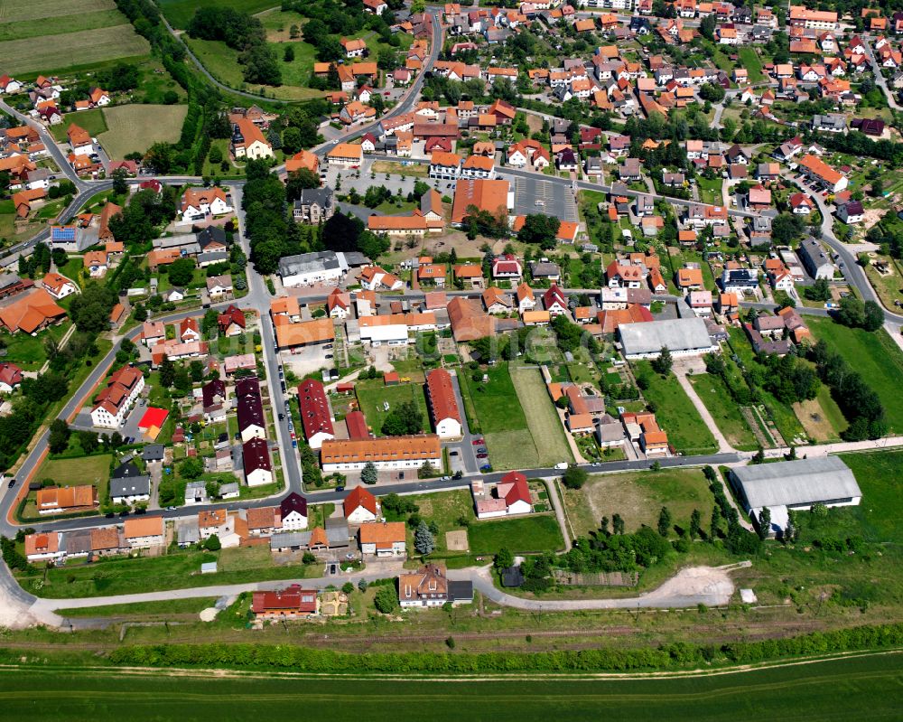 Luftaufnahme Teistungen - Stadtrand mit landwirtschaftlichen Feldern in Teistungen im Bundesland Thüringen, Deutschland