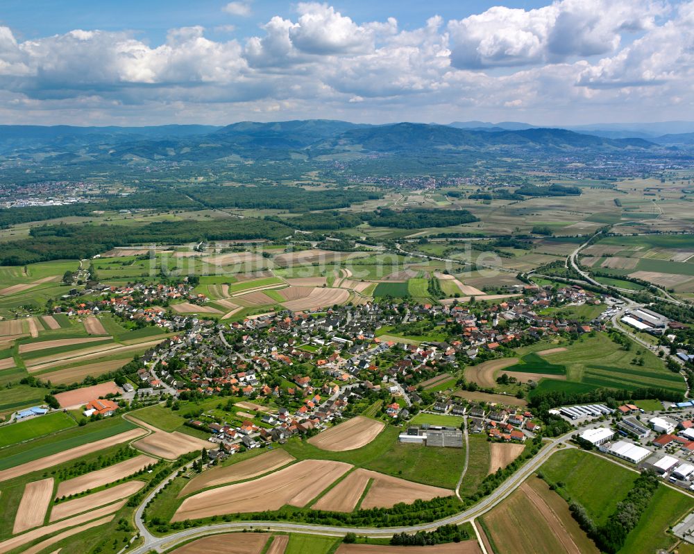 Luftaufnahme Willstätt - Stadtrand mit landwirtschaftlichen Feldern in Willstätt im Bundesland Baden-Württemberg, Deutschland