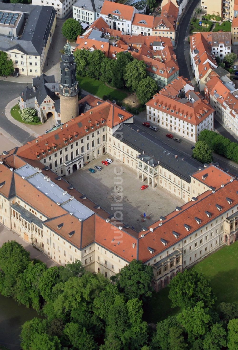 Weimar aus der Vogelperspektive: Stadtschloss Weimar im Bundesland Thüringen