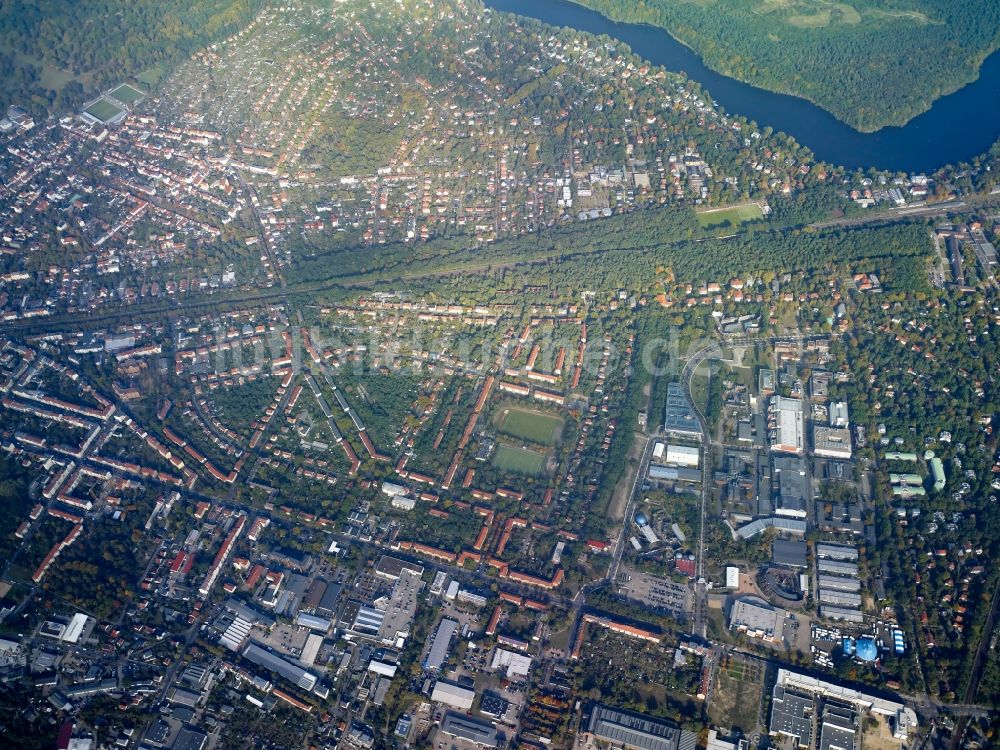 Potsdam von oben - Stadtteil Babelsberg im Stadtgebiet in Potsdam im Bundesland Brandenburg