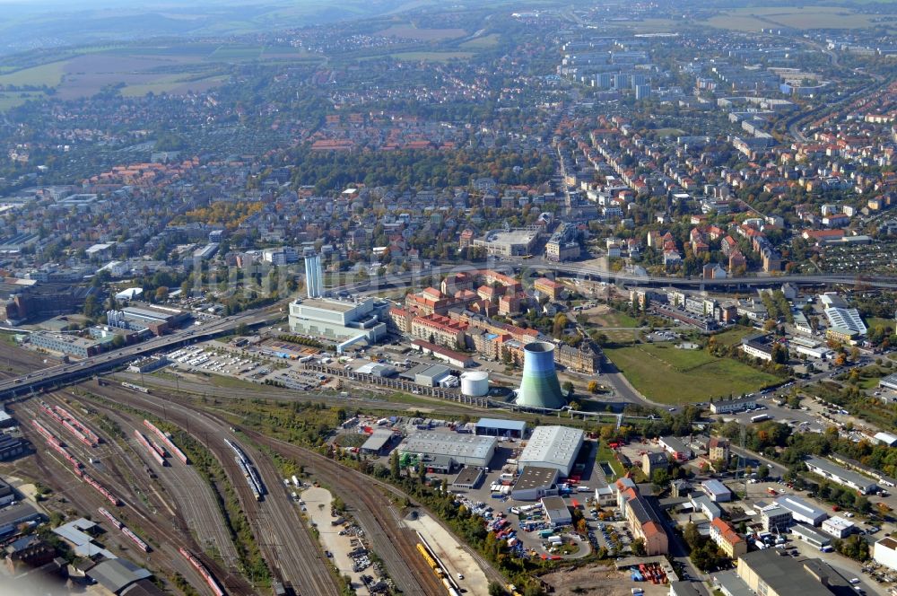 Luftaufnahme Dresden - Stadtteil Friedrichstadt in Dresden im Bundesland Sachsen, Deutschland