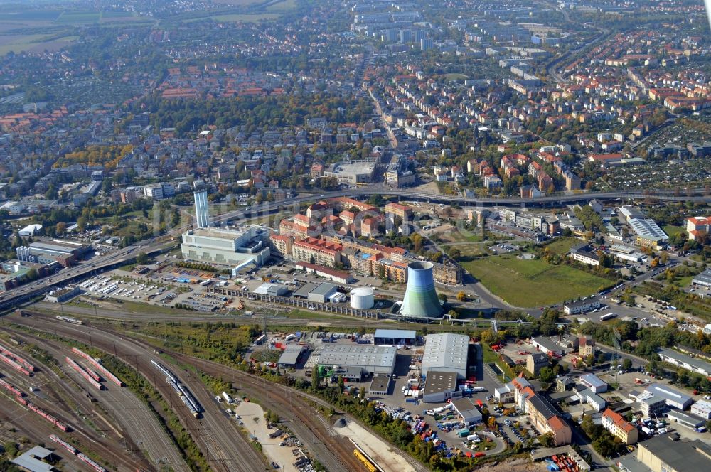 Dresden von oben - Stadtteil Friedrichstadt in Dresden im Bundesland Sachsen, Deutschland