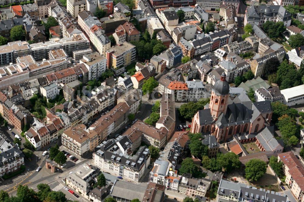 Mainz von oben - Stadtteil an der Gaustraße in Mainz im Bundesland Rheinland-Pfalz