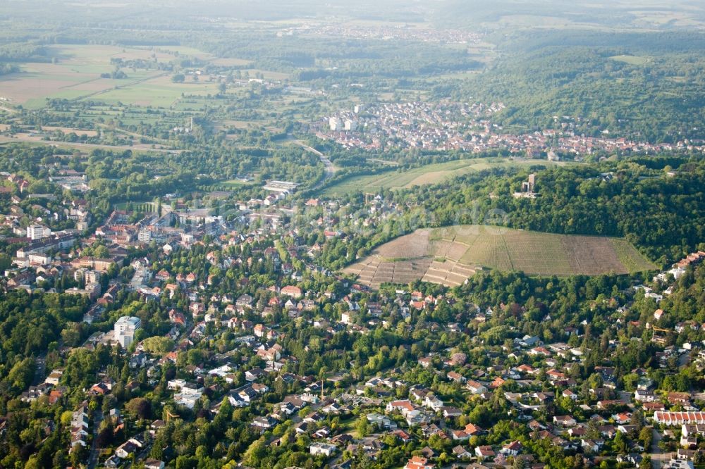 Karlsruhe aus der Vogelperspektive: Stadtteil Geigersberg zu Füßen des Turmbergs im Stadtgebiet im Ortsteil Durlach in Karlsruhe im Bundesland Baden-Württemberg