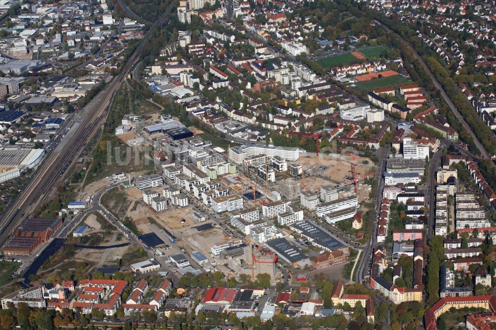 Luftaufnahme Freiburg im Breisgau - Stadtteil Güterbahnhof Nord im Stadtgebiet in Freiburg im Breisgau im Bundesland Baden-Württemberg, Deutschland